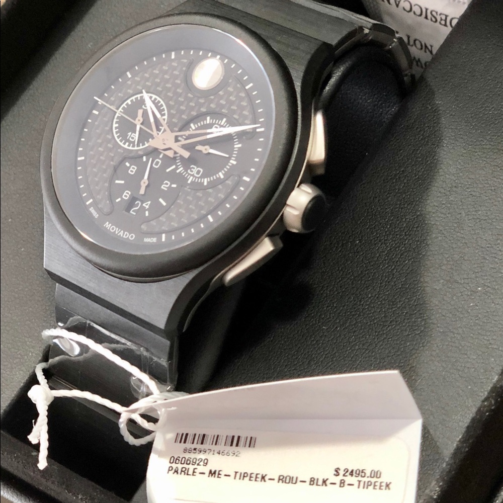 NWT MOVADO PARLEE Carbon Fiber Chronograph watch